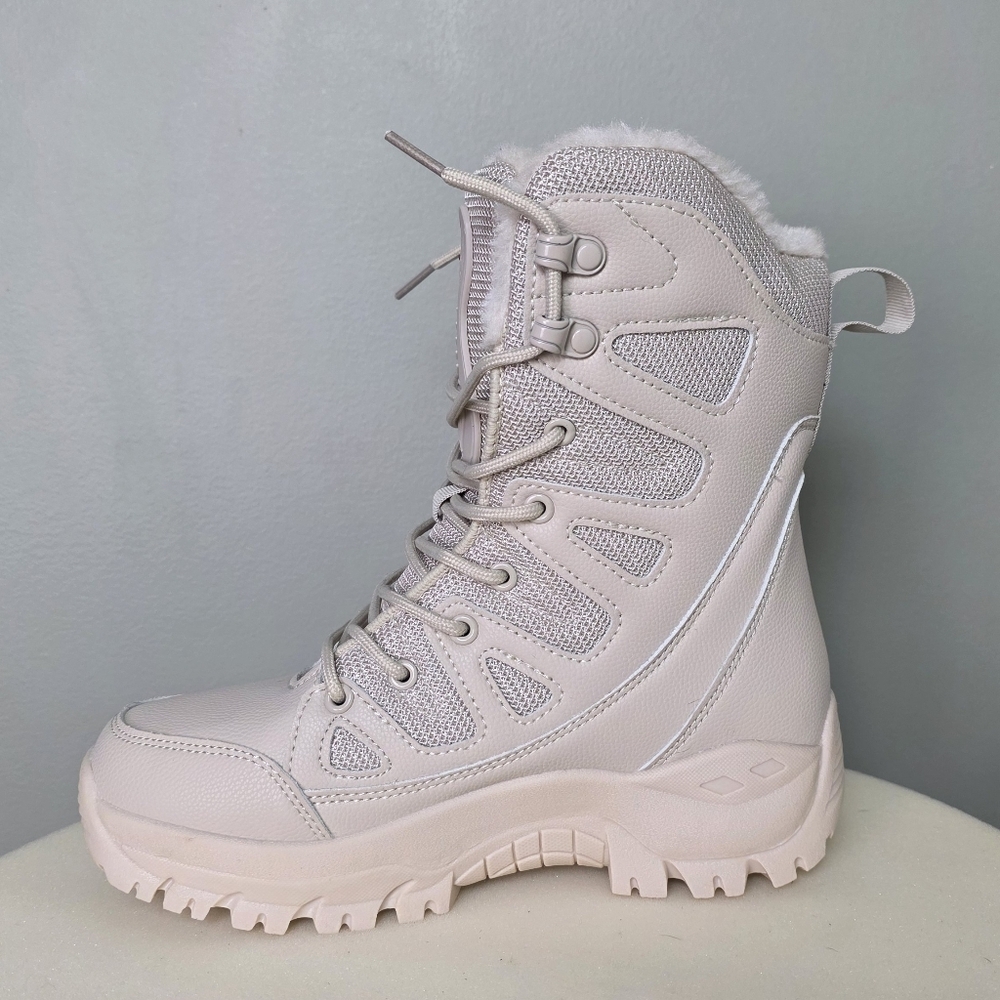 Waterproof Cream Snow Boots Outdoor Mid-tube Lace-Up Size 38EU - Picture 12 of 15